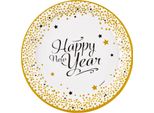 Amscan 8 Piatti Golden Wishes In Carta Rotonda 23 Cm