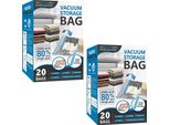2 X Confezione Da 20 Sacchetti Sottovuoto Per Indumenti Con Valvola Ermetica E Pompa Manuale - S2TORAGEBAG