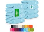 Set Di Asciugamani EtéRea Carli, Set Economico 8 Pezzi, Asciugamani In 100% Cotone, Oekotex Standard 100 - Morbidi E Assorbenti - Spugna Di Qualità 500 G/M² Dimensioni: 50X100 Cm, Colore: Blu Chiaro