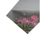 Tovaglia Davina Ricamo Fiori Rosa Poliestere Grigio 85 X 85 Cm