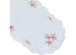 Runner Da Tavola Margit Ricamo Motivo Rose Poliestere Bianco 30 X 45 Cm