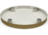 Portacandele 4 Candele Piatto Decorativo Rotondo Ø 25X3 Cm Beige