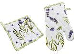 Guanti Da Forno Lavina Set Cotone Lavanda Scacchiera