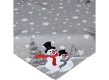 Tovaglia Marita Ricamo Pupazzi Di Neve Grigio Poliestere 85 X 85 Cm
