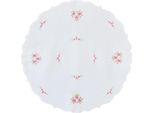 Tovaglia Margit Ricamo Rotondo Motivo Rosa Poliestere Ø 85 Cm
