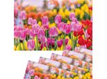 Set Di 6 Tovagliette Lavabili Con Fiori Estivi Di Tulipani Rosa