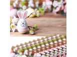 Set Di 12 Tovagliette Lavabili Con Fiori E Coniglietto Di Pasqua