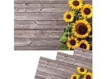 Set Di 4 Tovagliette Lavabili Effetto Legno Con Girasoli