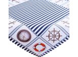 Tovaglia Teresa Stampa A Righe Nautiche In Poliestere Blu 85 X 85 Cm