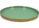 Vassoio Con Bordo Dorato Piatto Decorativo Ciotola Decorativa Verde Ø 15X1 Cm