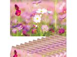 Set Di 12 Tovagliette Lavabili Rosa Prato Rosa Bianco