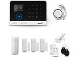 Huxgo HXA003 Sistema Di Allarme Casa Wifi + Gsm 2G Con Sirena, Sistema Di Allarme Con 1X Sensore Di Movimento E 3X Sensore Porta-Finestra, Sistema Di Allarme Per Appartamento, Casa, Ufficio, Tuya Smartlife App