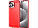 Custodia Per Iphone 16 Pro Max In Silicone Tpu Morbido, Fibra Di Carbonio, Custodia Protettiva Antiurto Rossa