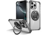 Custodia Per Iphone 16 Pro Max Supporto Ad Anello Magnetico, Supporto, Compatibile Con Magsafe, Protezione Militare, Custodia Trasparente Nera