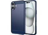 Custodia Per Iphone 16 Plus In Silicone Tpu Morbido, Fibra Di Carbonio, Custodia Protettiva Antiurto Blu