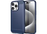 Custodia Per Iphone 16 Pro In Silicone Tpu Morbido, Fibra Di Carbonio, Custodia Protettiva Antiurto Blu