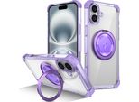 Custodia Per Iphone 16 Supporto Ad Anello Magnetico, Supporto, Compatibile Con Magsafe, Protezione Militare, Custodia Trasparente Viola