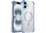 Custodia Magnetica Per Iphone 16 Compatibile Con Magsafe, Antiurto, Protezione Militare Custodia Trasparente Blu