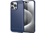 Custodia Per Iphone 16 Pro Max In Silicone Tpu Morbido, Fibra Di Carbonio, Custodia Protettiva Antiurto Blu