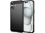 Custodia Per Iphone 16 Plus In Silicone Tpu Morbido, Fibra Di Carbonio, Custodia Protettiva Antiurto Nera