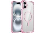 Custodia Magnetica Per Iphone 16 Compatibile Con Magsafe, Antiurto, Protezione Militare Trasparente Rosa