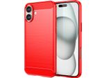 Custodia Per Iphone 16 Plus In Silicone Tpu Morbido, Fibra Di Carbonio, Custodia Protettiva Antiurto Rossa