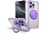 Custodia Per Iphone 16 Pro Max Supporto Ad Anello Magnetico, Supporto, Compatibile Con Magsafe, Protezione Militare, Custodia Trasparente Viola
