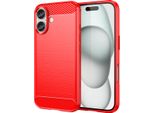 Custodia Per Iphone 16 In Silicone Tpu Morbido, Fibra Di Carbonio, Custodia Protettiva Antiurto Rossa