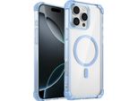 Custodia Magnetica Per Iphone 16 Pro Compatibile Con Magsafe, Antiurto, Protezione Militare Custodia Trasparente Blu