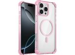 Custodia Magnetica Per Iphone 16 Pro Max Compatibile Con Magsafe, Antiurto, Protezione Militare Trasparente Rosa
