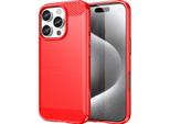 Custodia Per Iphone 16 Pro In Silicone Tpu Morbido, Fibra Di Carbonio, Custodia Protettiva Antiurto Rossa