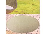Tappeto Moderno Per Esterni E Interni Monocolore In Beige Dimensioni - 160 Cm Rotondo