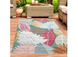Tappeto Per Esterni Motivo Floreale Effetto 3D Resistente Alle Intemperie Color Crema Dimensioni - 160 X 230 Cm