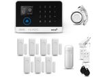 Huxgo HXA003 Sistema Di Allarme Casa Wifi + Gsm 4G Con Sirena, Sistema Di Allarme Con 1X Sensore Di Movimento E 7X Sensore Porta-Finestra, Sistema Di Allarme Per Appartamento, Casa, Ufficio, Tuya Smartlife App