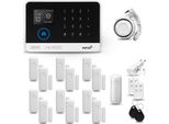 Huxgo HXA003 Sistema Di Allarme Casa Wifi + Gsm 4G Con Sirena, Sistema Di Allarme Con 1X Sensore Di Movimento E 12X Sensore Porta-Finestra, Sistema Di Allarme Per Appartamento, Casa, Ufficio, Tuya Smartlife App
