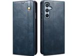 Custodia Per Samsung Galaxy A24 4G In Pelle Flip Case Portafoglio Con Funzione Stand Blu