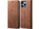 Custodia Per Iphone 16 Pro, Custodia A Portafoglio In Pelle Con Chiusura Magnetica E Supporto Marrone