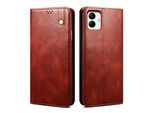 Custodia Per Samsung Galaxy A05 In Pelle Flip Case Portafoglio Con Funzione Stand Rosso