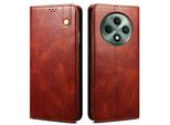 Custodia Per Oppo Reno12 F 5G In Pelle Flip Wallet Case Con Funzione Stand Rosso