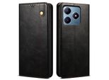 Custodia Per Realme C63/Realme C61 In Pelle Flip Case Portafoglio Con Funzione Stand Nero