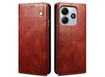 Custodia Per Xiaomi Redmi Note 14 5G In Pelle Flip Case Portafoglio Con Funzione Stand Rosso