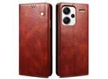 Custodia Per Xiaomi Redmi Note 13 Pro+ In Pelle Flip Case Portafoglio Con Funzione Stand Rosso
