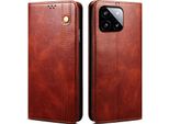 Custodia Per Xiaomi Redmi K70E Pelle Flip Case Portafoglio Con Funzione Stand Rosso