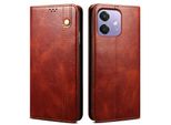 Custodia Per Oppo A3 A3X 5G/4G In Pelle Flip Case Portafoglio Con Funzione Di Stand Rosso