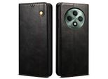 Custodia Per Oppo Reno12 F 5G In Pelle Flip Wallet Case Con Funzione Stand Nero