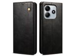 Custodia Per Xiaomi Redmi Note 14 5G In Pelle Flip Case Portafoglio Con Funzione Stand Nero