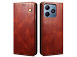 Custodia Per Realme C63/Realme C61 In Pelle Flip Case Portafoglio Con Funzione Stand Rosso