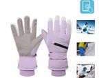 Guanti Inverno Donna, Guanti Ciclismo Impermeabile Antivento, Guanti Sci Guanti Termici Antiscivolo Per Ciclismo Sci Escursionismo, Viola