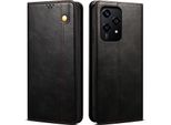 Custodia Per Honor 200 Lite In Pelle Flip Case Portafoglio Con Funzione Stand Nero