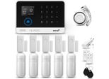 Huxgo HXA003 Sistema Di Allarme Casa Wifi + Gsm 4G Con Sirena, Sistema Di Allarme Con 5X Sensori Di Movimento E 5X Sensori Porta-Finestra, Sistema Di Allarme Per Appartamento, Casa, Ufficio, App Tuya Smartlife